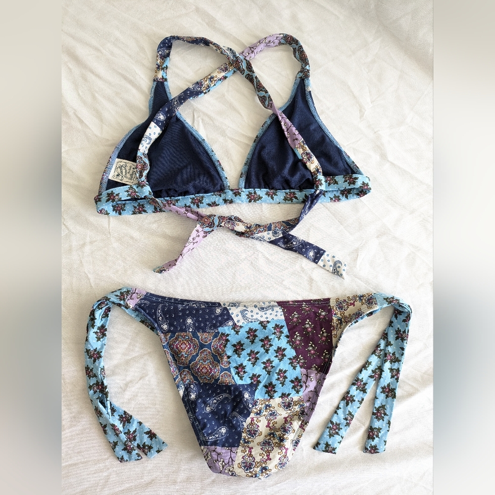 Lucky Brand Women’s Triangle Patchwork Bikini Set - image 4